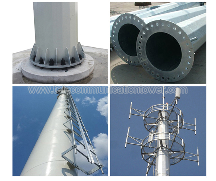 30 Meter Monopole Painting Coating Wifi Tower