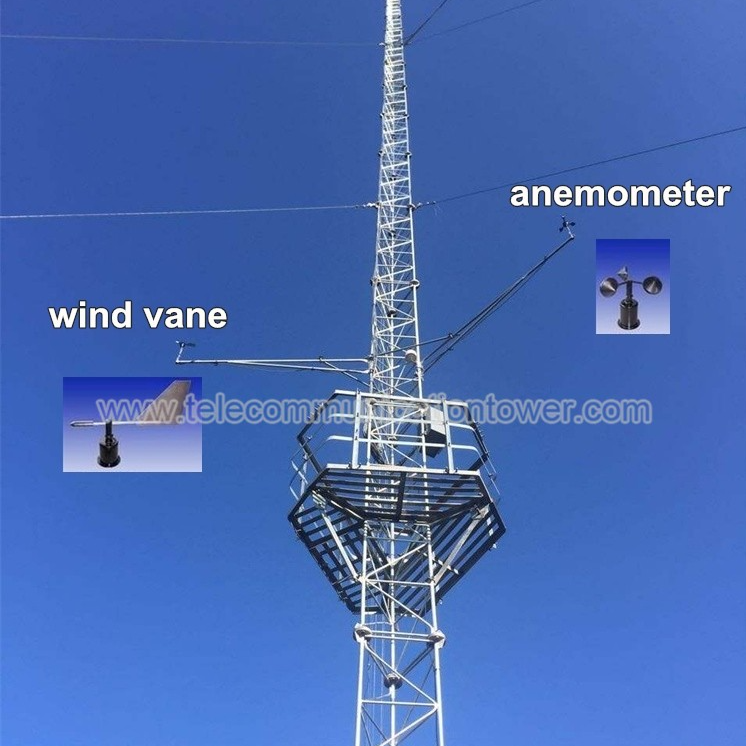 Steel Wind Measurements 3 Legged Guyed Tower