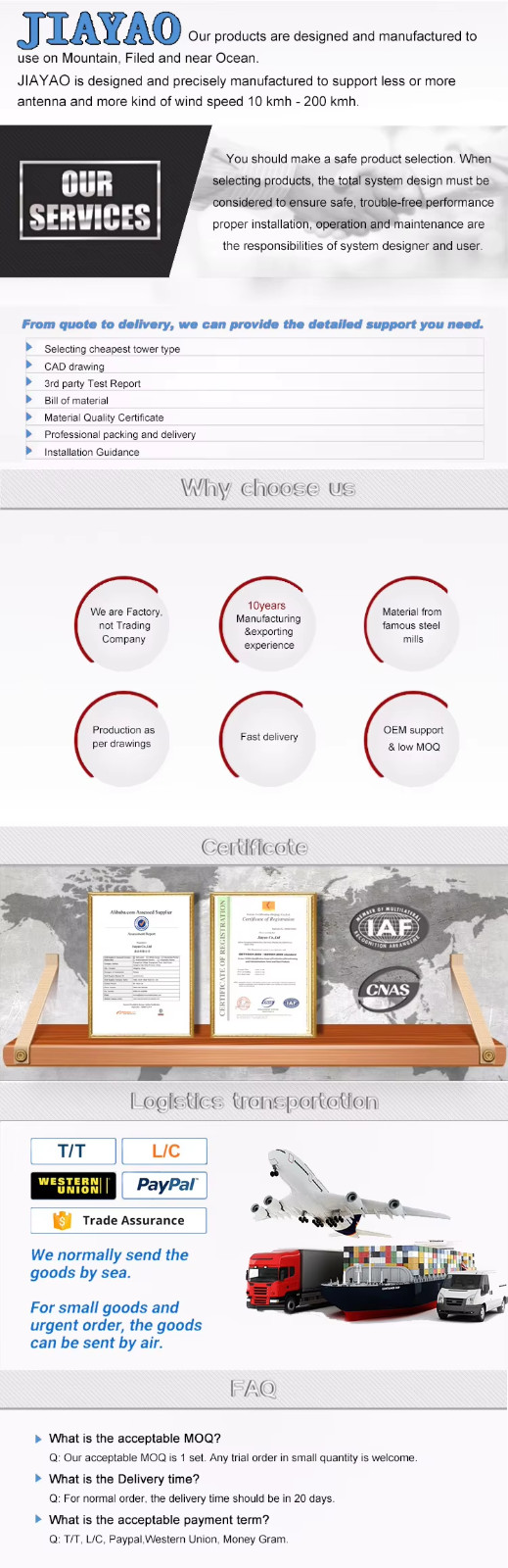Telescopic Lattice Tower 15-24M On Wheels Emergency Rescue Monitoring Equipment Low Maintenance 1 Set MOQ