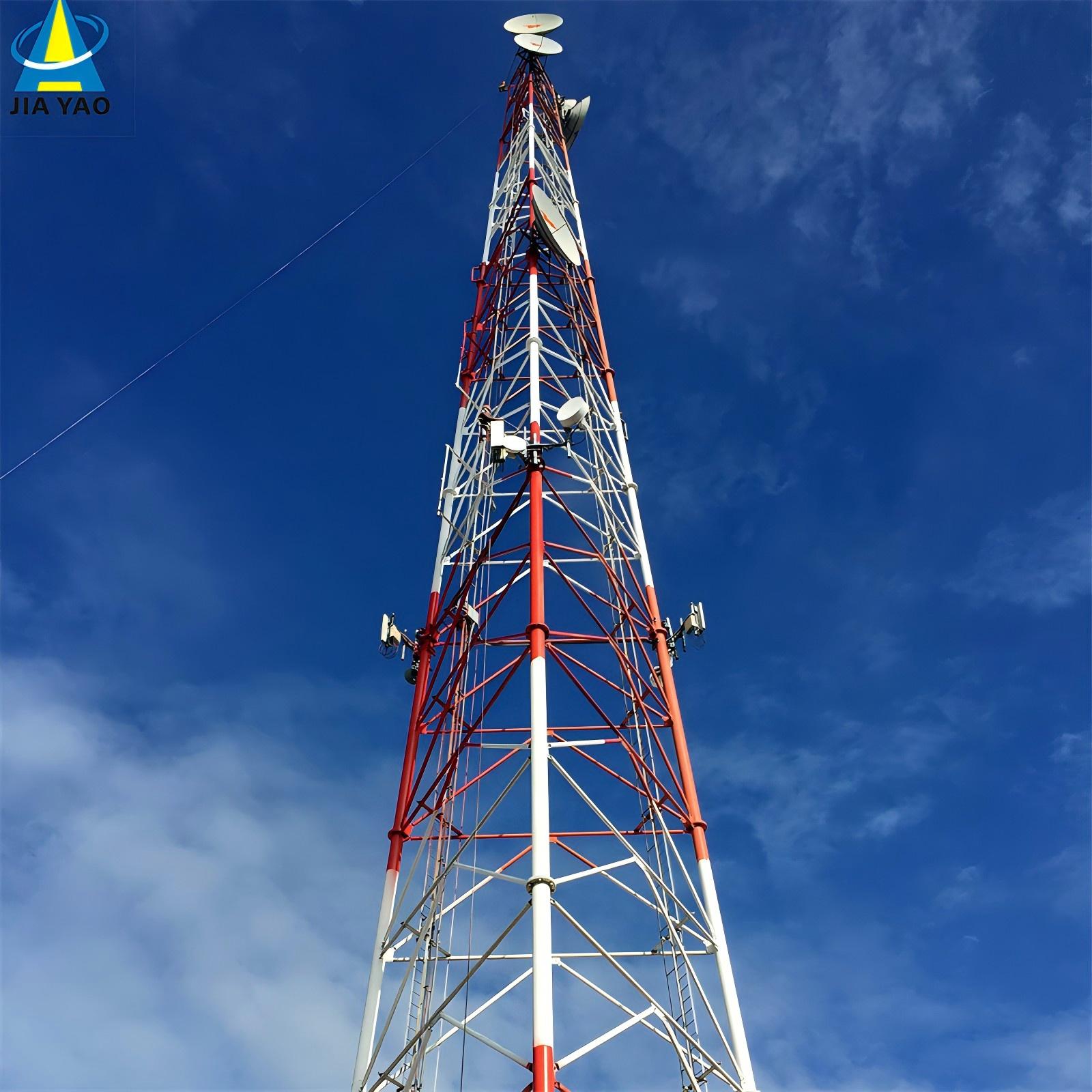 80m Steel 3-Legged Tubular LTE Telecom Tower with Shelter for ISP