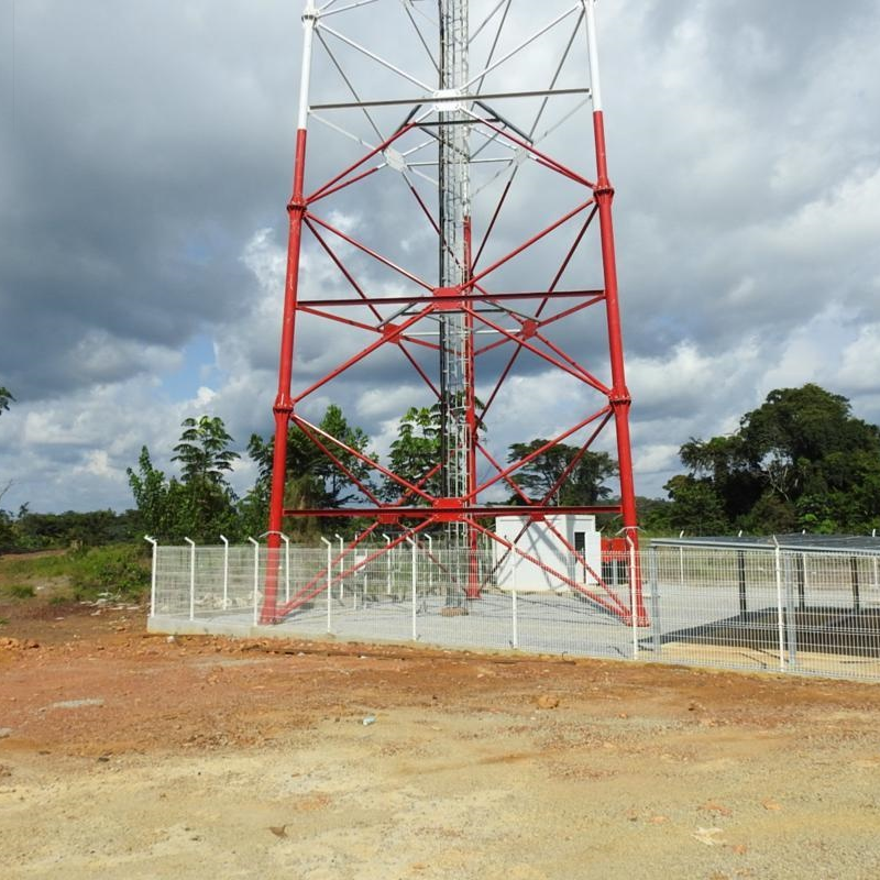 80m Steel 3-Legged Tubular LTE Telecom Tower with Shelter for ISP