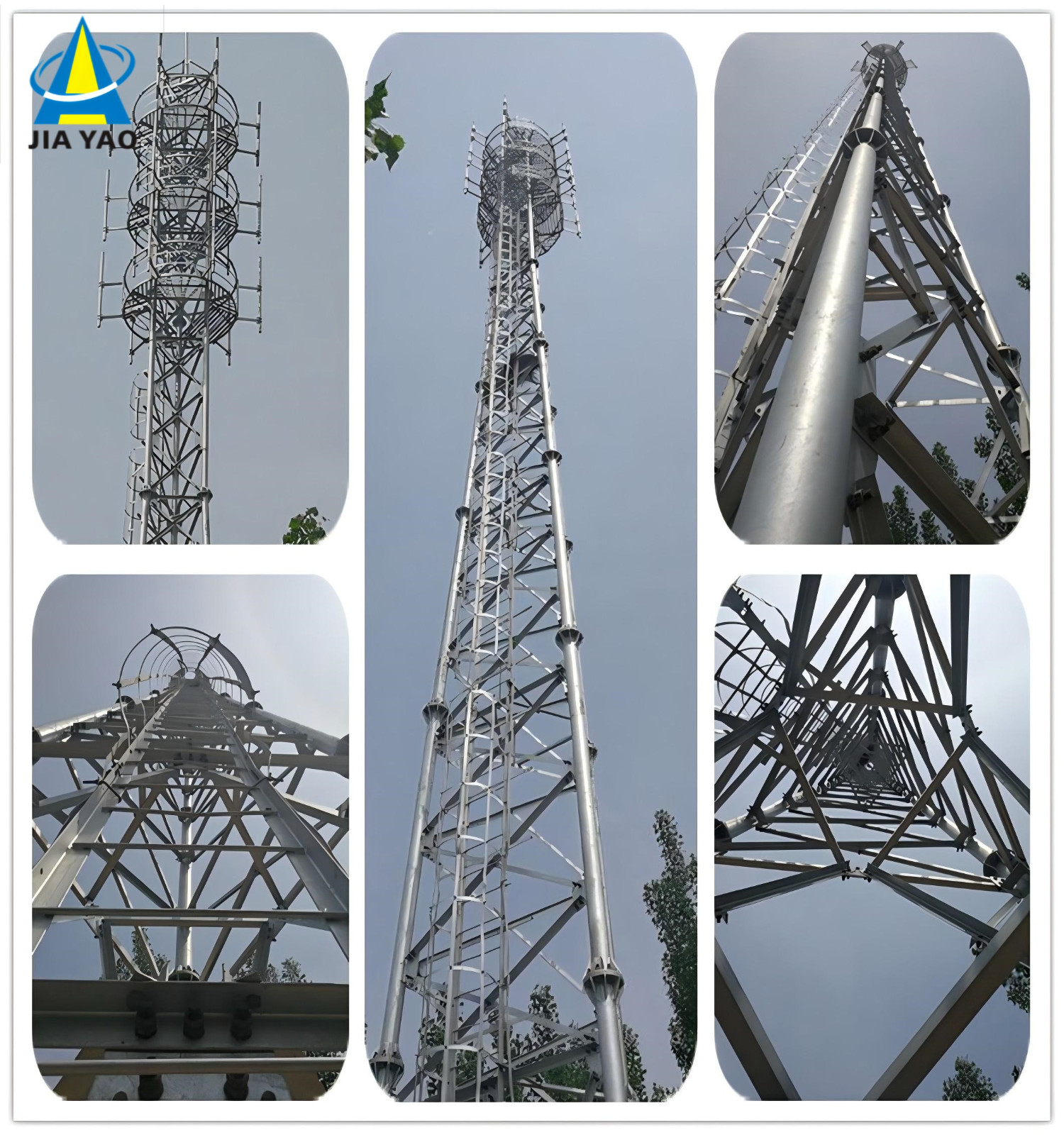80m Steel 3-Legged Tubular LTE Telecom Tower with Shelter for ISP