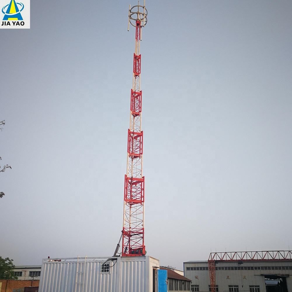 Telescopic Lattice Tower Self Supporting 15-30M Lighting Mast Weather Resistant 30 Years Service Life