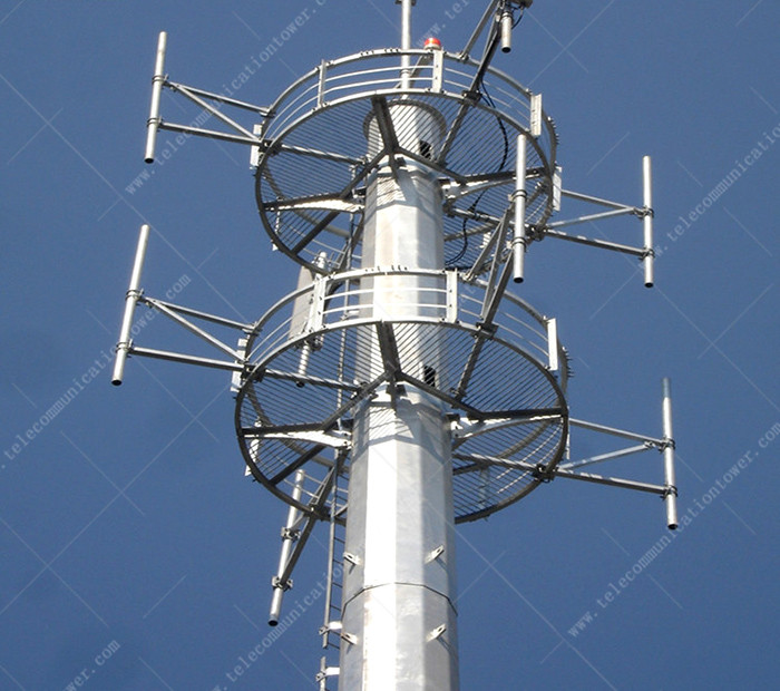 Heavy Duty Wifi Telecommunication Steel Monopole Antenna Tower