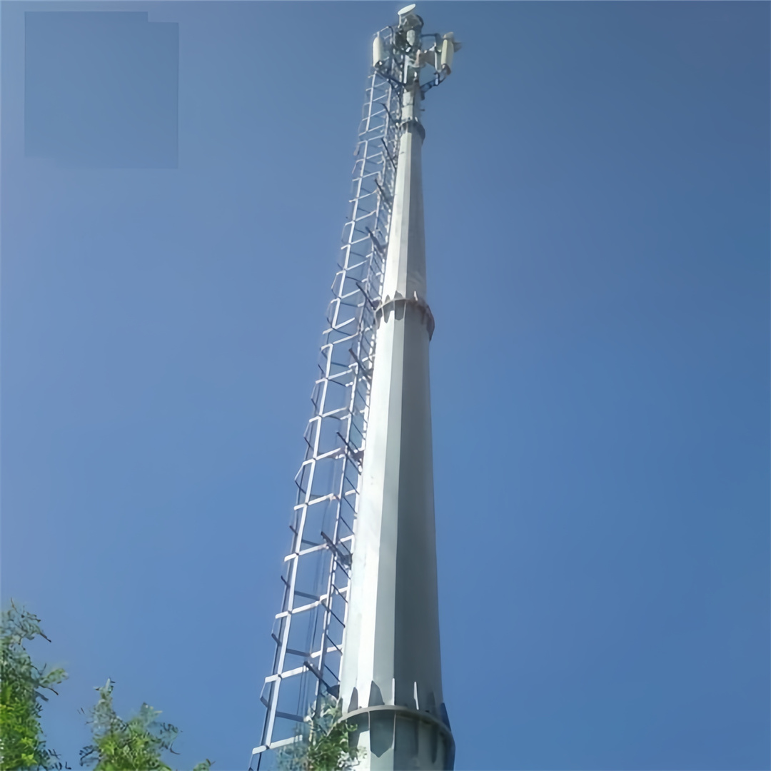 Monopole Antenna Tower Mild Steel 20m Broadcast Signal Coastal Regions Corrosion Proof