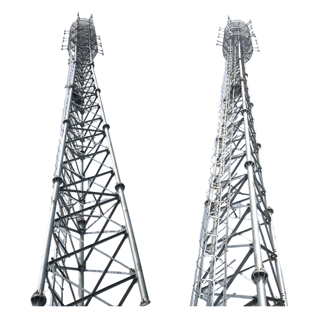 Three Tube Telecom Tower Carbon Steel 33m LTE Signal Rural Areas Wind Resistant