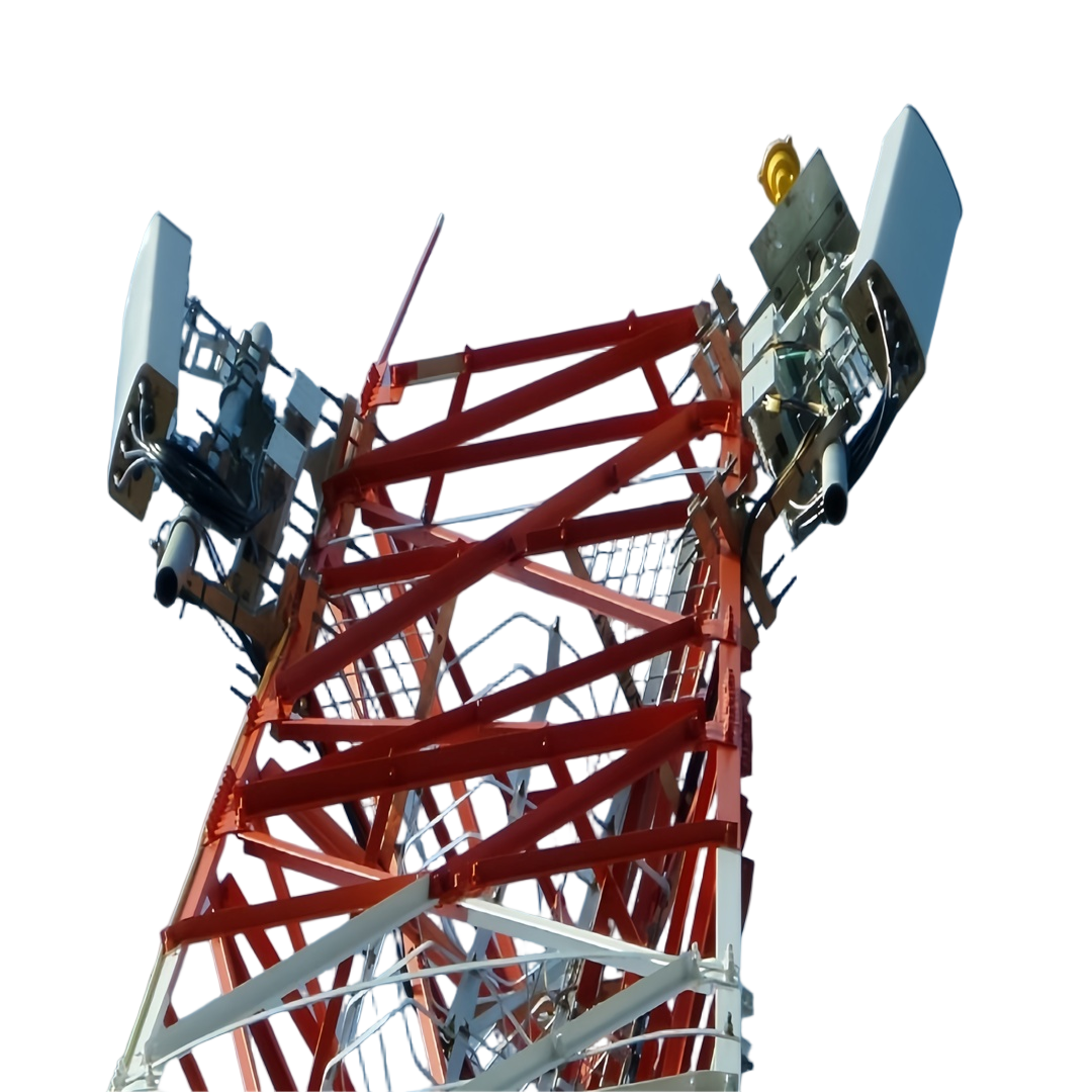 3 Legged Angular Steel Tower with Lightning Rod Extending from Top and Tower Foot Fixed on Ground for Enhanced Structural