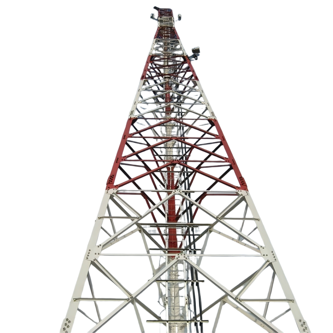 3 Legged Angular Steel Tower 30M Triangular Wireless Communication Tower with Lightning Rod and Multiple Operating Platforms for Safe