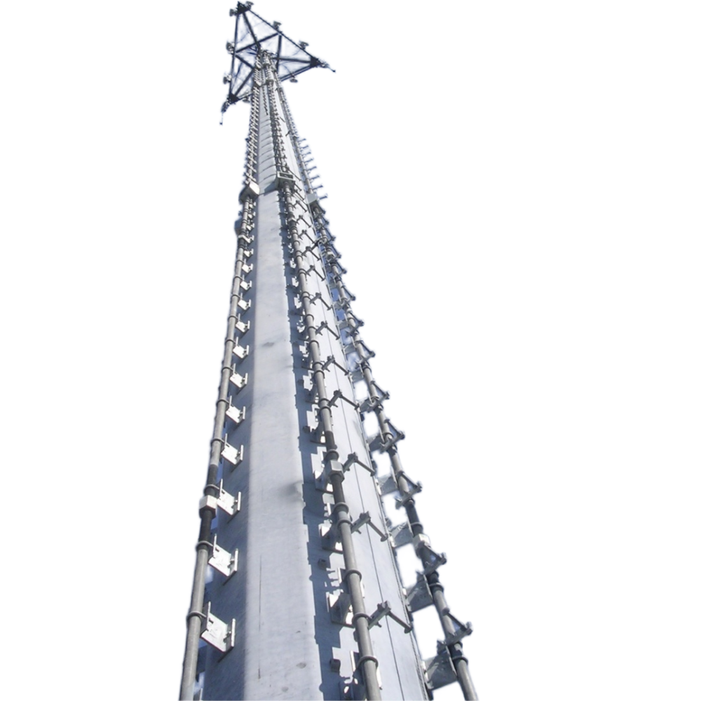 Monopole Tower telecom tower designed according to ANSI TIA 222 G H F and EN standards with high tensile steel for performance