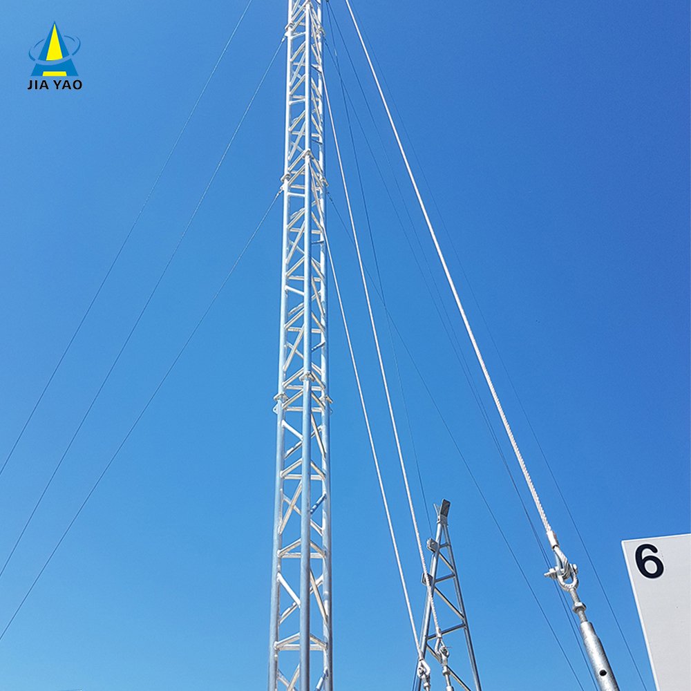 Robust Guyed Wire Tower designed to withstand harsh wind conditions with high tensile steel and ISO certified bolts and nuts