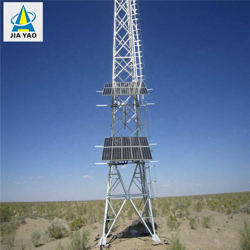 Solar Powered Antenna Tower Self Supporting Galvanized 20 30 40M 4G 5G Off Grid Telecom Mast