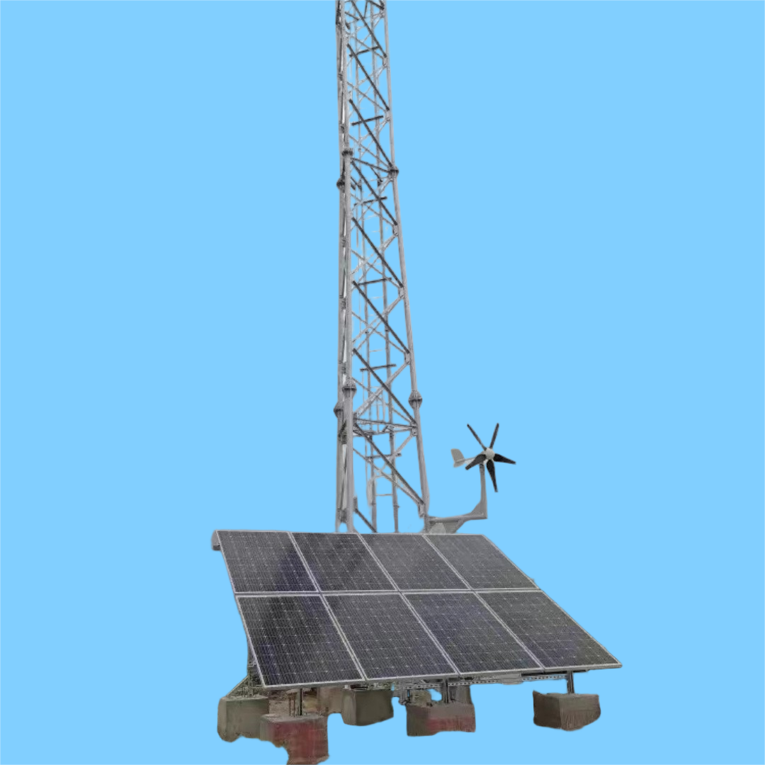 Battery Backup Solar Panel Antenna Tower Galvanized Steel 15 25 30M 5G 4G Emergency Telecom Tower