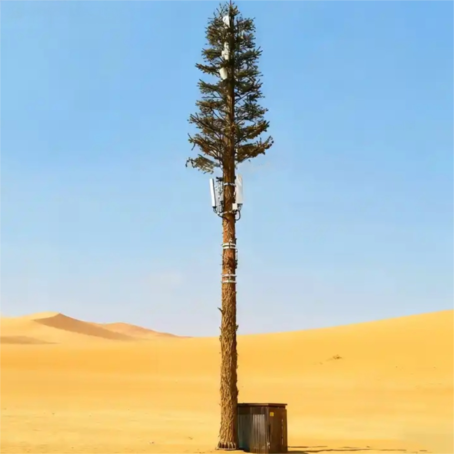 Bionic Tree Tower modular design with customizable tree species and height supporting antenna mounts cable management and renewable energy harvesters