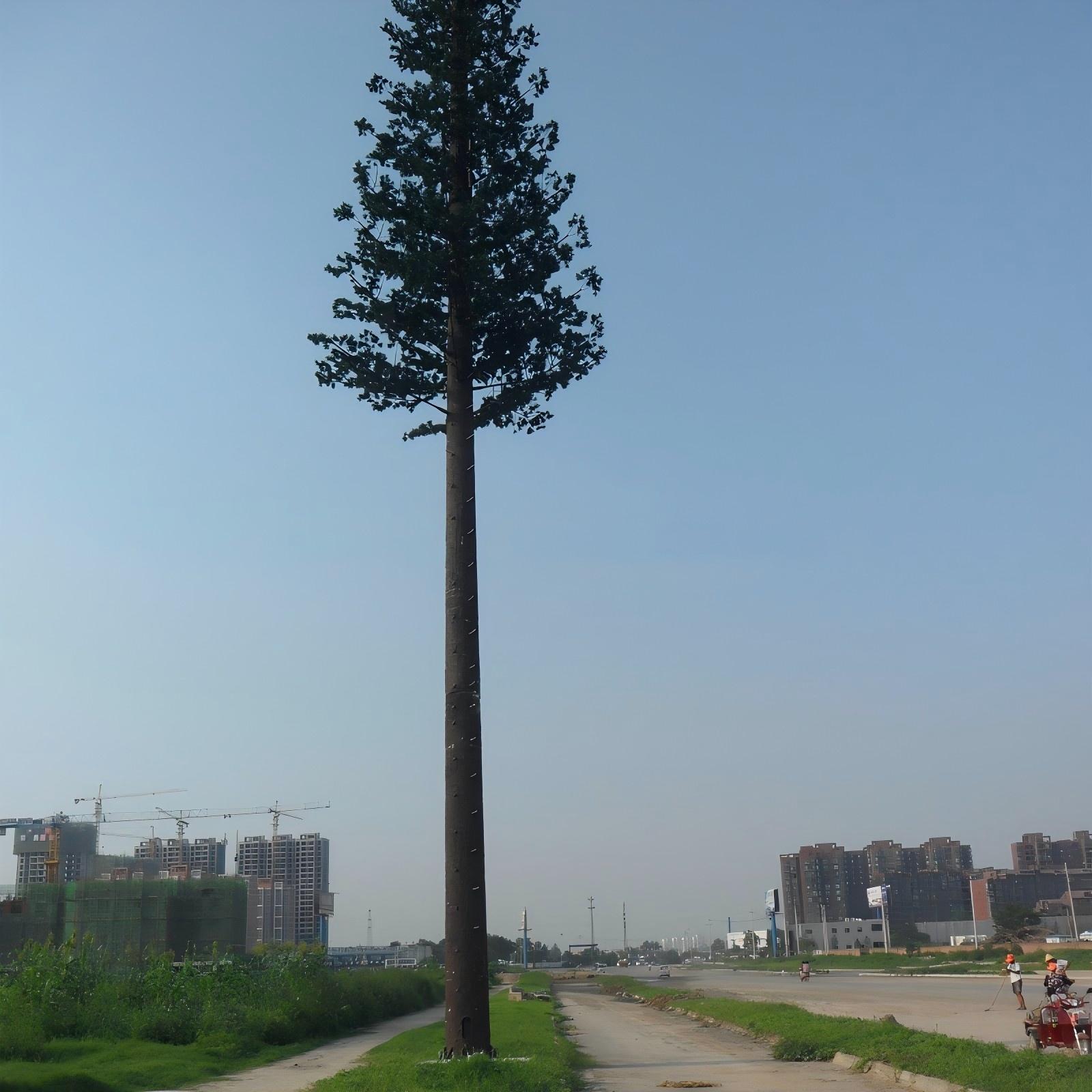 Bionic Tree Tower equipped with integrated functionality for 5G 4G antennas microwave devices and environmental sensors